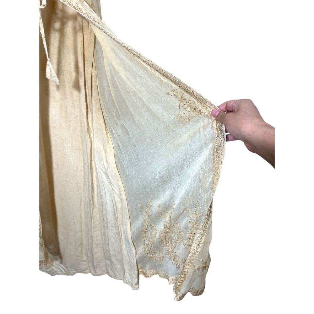 Vintage Just Cruising Cream Embroidered Boho Maxi Dress One‎ Size - Picture 5 of 10